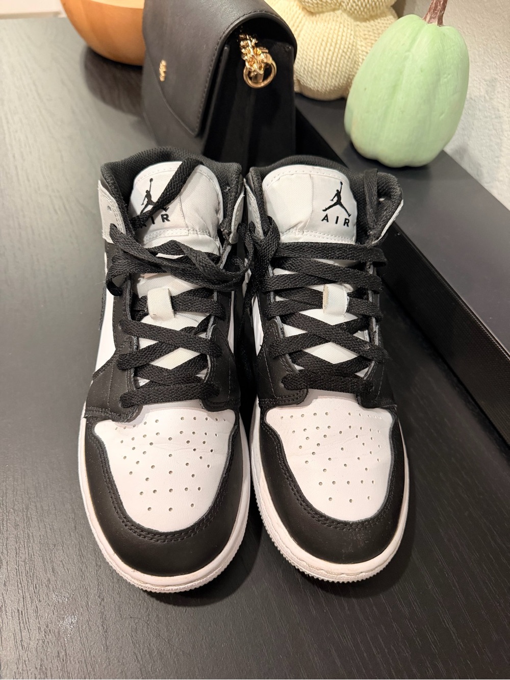 Jordan Kids' Black and White High-Top Sneakers - Picture 2 of 4